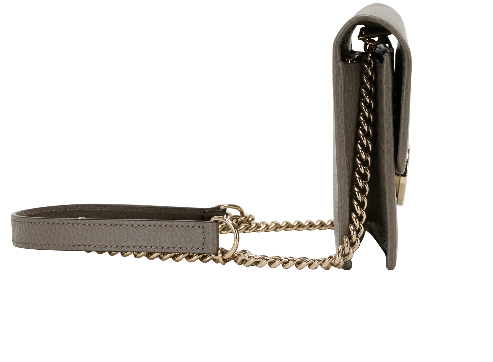 Interlocking G Wallet On Chain, &pound;450, Handbags, Grey, Leather, Side view